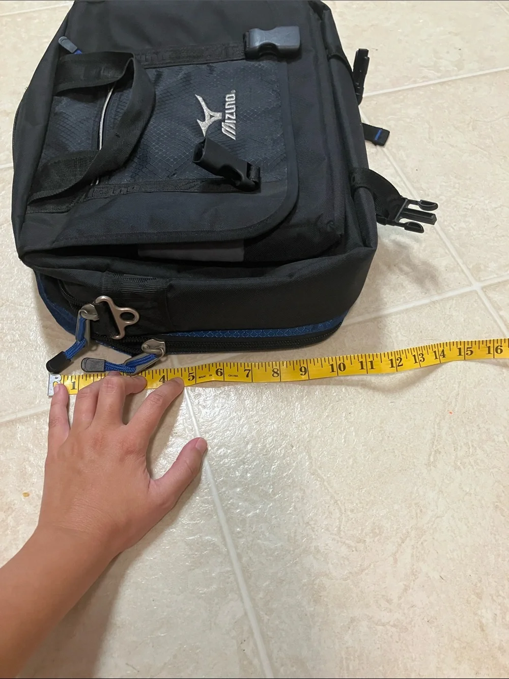 Mizuno Black laptop Bag with Blue Accents